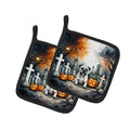 Boxer Spooky Halloween Pot Holder Set of 2 Heat Resistant Quilted Hot Pads 7.5 x 7.5 Inch, Insulated Kitchen Trivets for Cooking & Baking