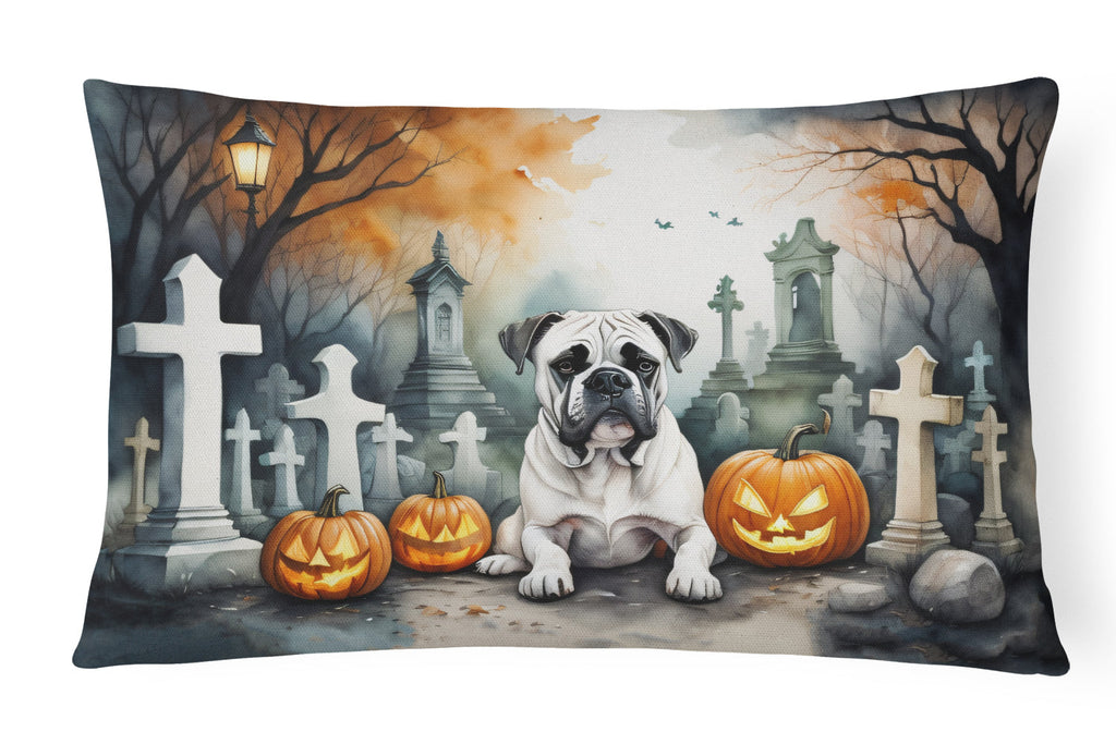 Boxer Spooky Halloween Decorative Throw Pillow 12x16 Indoor Outdoor Accent Cushion, Fabric Cover with Insert for Sofa, Bed, Porch & Living Room
