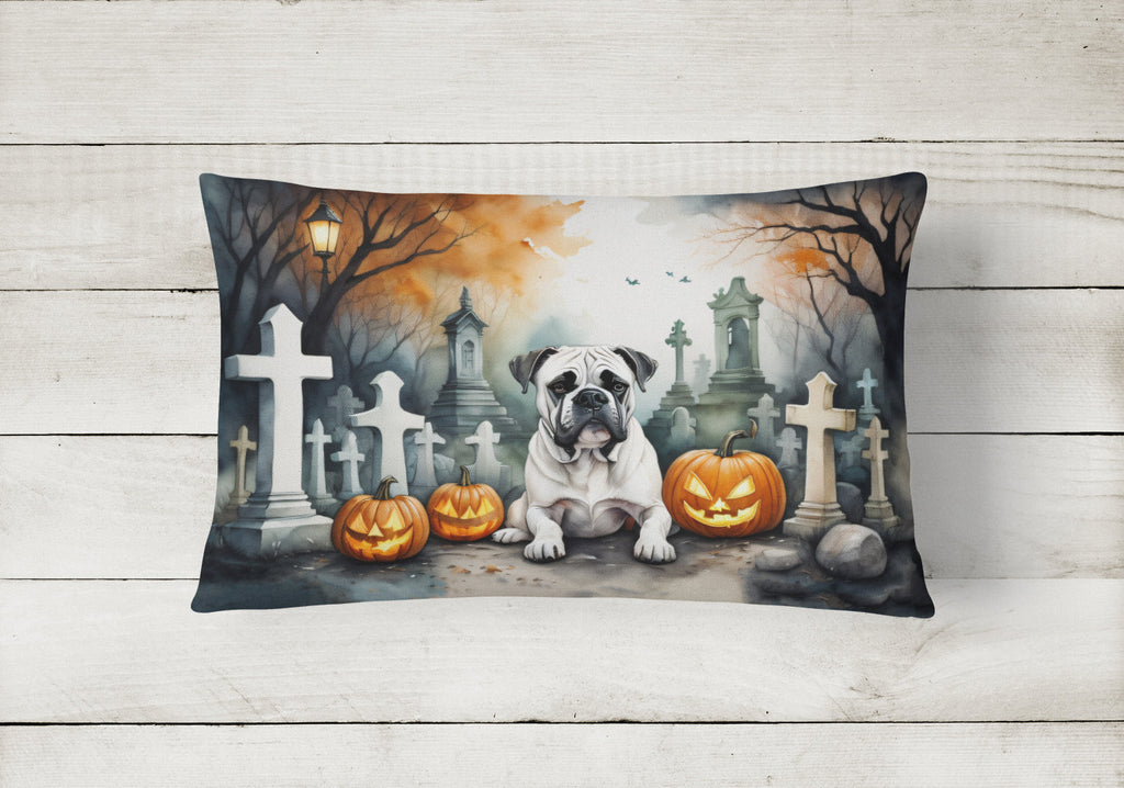 Boxer Spooky Halloween Decorative Throw Pillow 12x16 Indoor Outdoor Accent Cushion, Fabric Cover with Insert for Sofa, Bed, Porch & Living Room