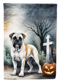Boxer Spooky Halloween House Flag 28x40 Porch Sleeve Pole Decorative Outside Yard Banner Artwork Wall Hanging, Polyester