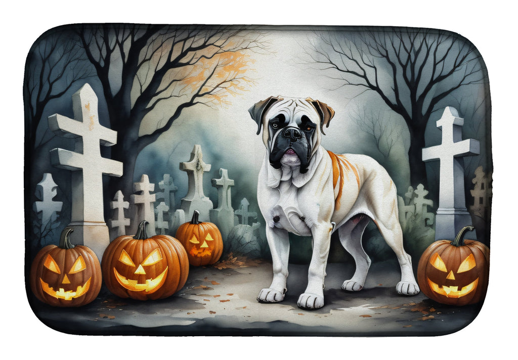 Boxer Spooky Halloween Dish Drying Mat Absorbent Dish Drying Mat Pad for Kitchen Counter Dish Drainer Mat for Countertop, 14 x 21", Multicolor