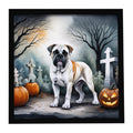 Boxer Spooky Halloween Framed Metal Print Bathroom, Kitchen, Office, Home Decor Wall Art Ready to Hang, Square, 8X8