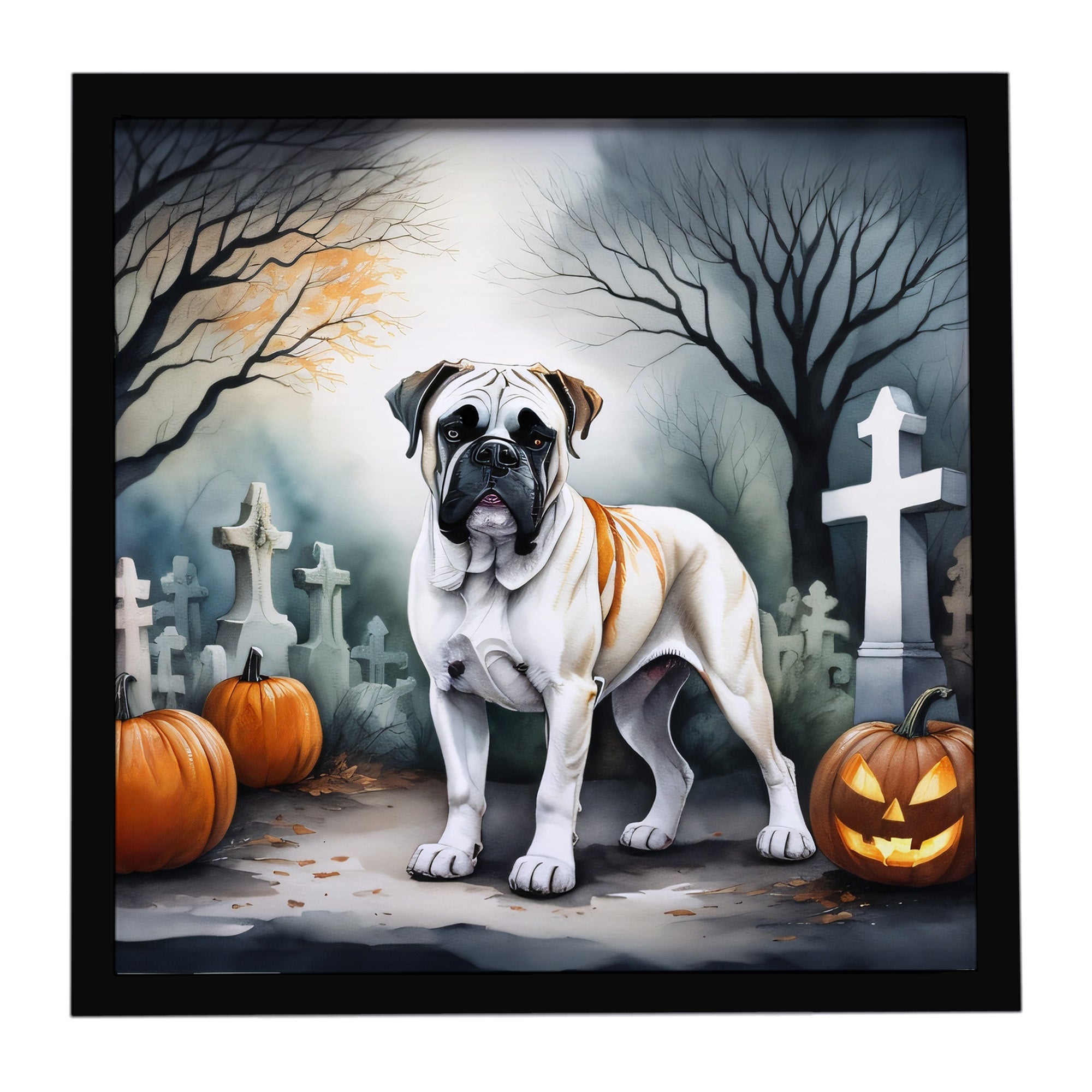 Boxer Spooky Halloween Framed Metal Print Bathroom, Kitchen, Office, Home Decor Wall Art Ready to Hang, Square, 8X8