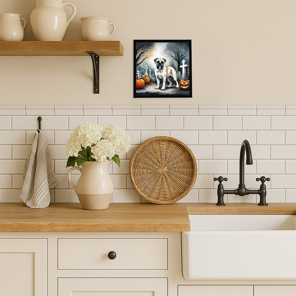 Boxer Spooky Halloween Framed Metal Print Bathroom, Kitchen, Office, Home Decor Wall Art Ready to Hang, Square, 8X8