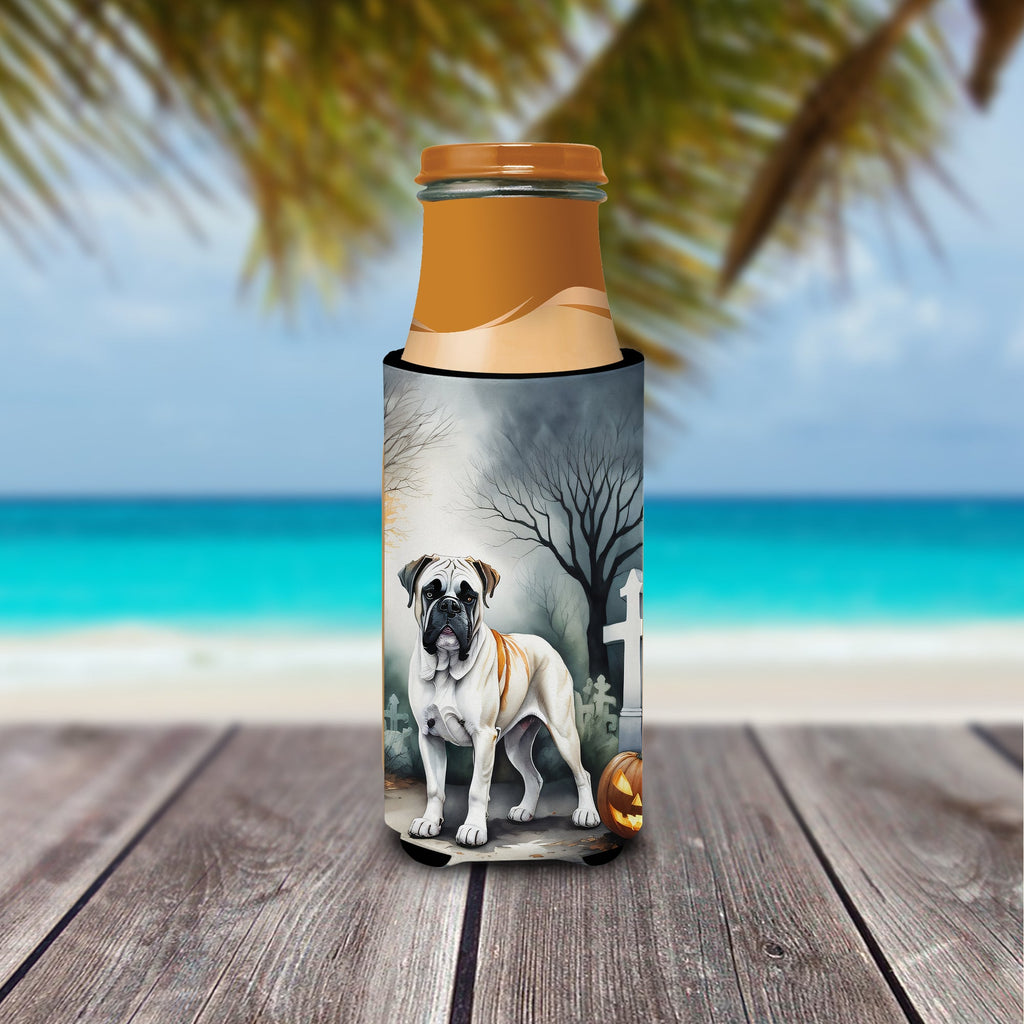 Boxer Spooky Halloween Slim Can Hugger , Insulated Foam Hugger for 12 oz Slim Cans, Beer Bottles & Water Bottles, Printed in USA
