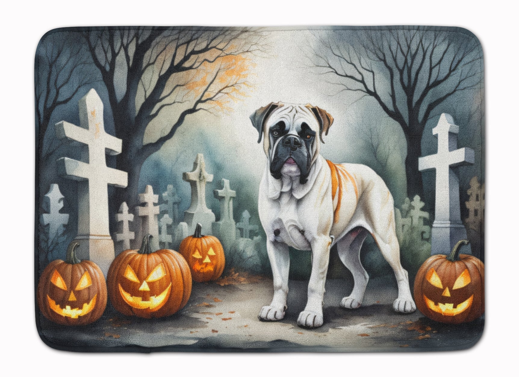 Boxer Spooky Halloween Memory Foam Kitchen Mat Machine Washable Anti-Fatigue Cushion Comfort Bath or Kitchen Rug