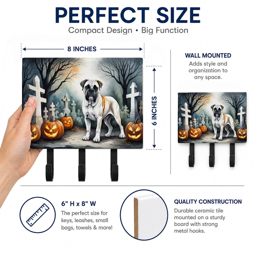Boxer Spooky Halloween Leash or Key Holder Wall Hooks, Coat Rack Wall Mount, for Hanging Keys, Towels, Aprons, Leashes