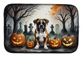 Boxer Spooky Halloween Dish Drying Mat Absorbent Dish Drying Mat Pad for Kitchen Counter Dish Drainer Mat for Countertop, 14 x 21", Multicolor