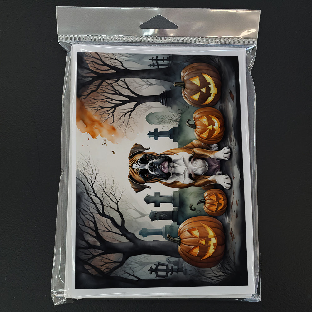 Boxer Spooky Halloween Greeting Cards Pack of 8 Blank Cards with Envelopes Whimsical A7 Size 5x7
