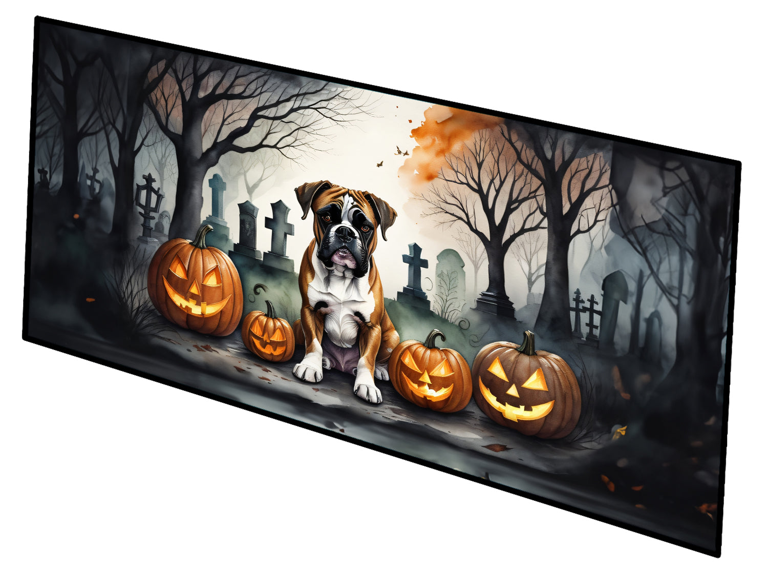 Boxer Spooky Halloween Runner Mat 28x58 Front Door Mat Indoor Outdoor Rugs for Entryway Hallway Foyer Non Slip Washable Wide Doormat