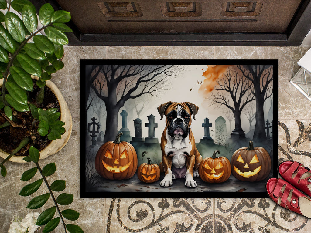 Boxer Spooky Halloween Doormat Indoor Outdoor 18H X 27W Front Door Mat Rugs for Entryway, Non Slip Washable