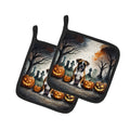 Boxer Spooky Halloween Pot Holder Set of 2 Heat Resistant Quilted Hot Pads 7.5 x 7.5 Inch, Insulated Kitchen Trivets for Cooking & Baking
