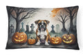 Boxer Spooky Halloween Decorative Throw Pillow 12x16 Indoor Outdoor Accent Cushion, Fabric Cover with Insert for Sofa, Bed, Porch & Living Room