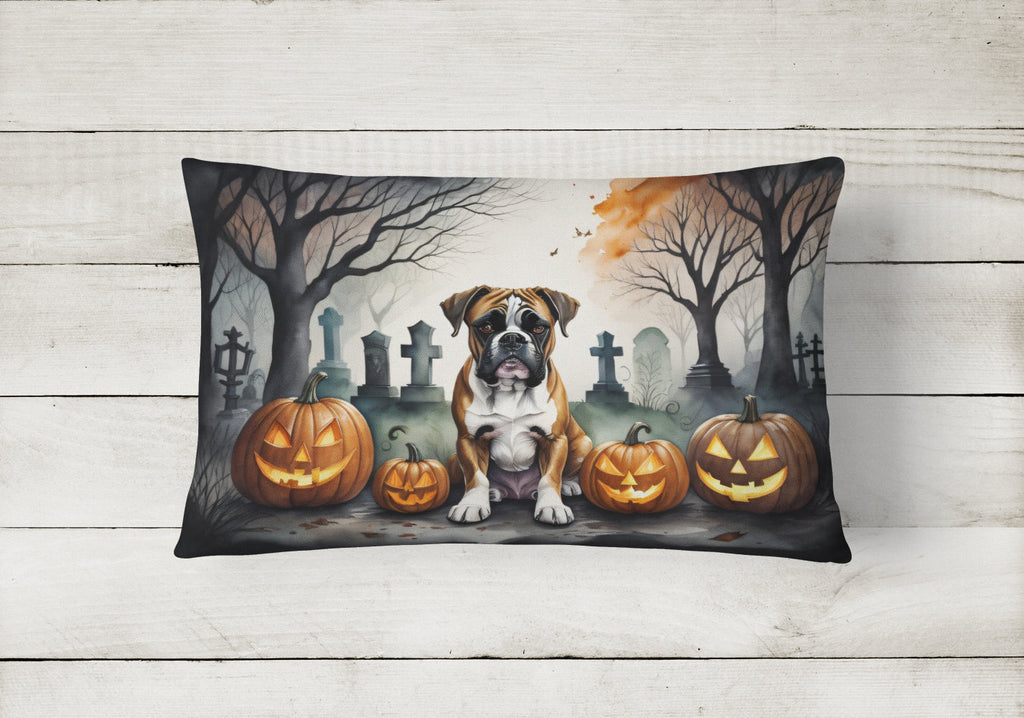 Boxer Spooky Halloween Decorative Throw Pillow 12x16 Indoor Outdoor Accent Cushion, Fabric Cover with Insert for Sofa, Bed, Porch & Living Room