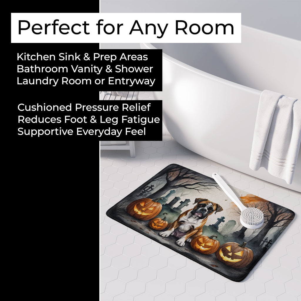 Boxer Spooky Halloween Memory Foam Kitchen Mat Machine Washable Anti-Fatigue Cushion Comfort Bath or Kitchen Rug