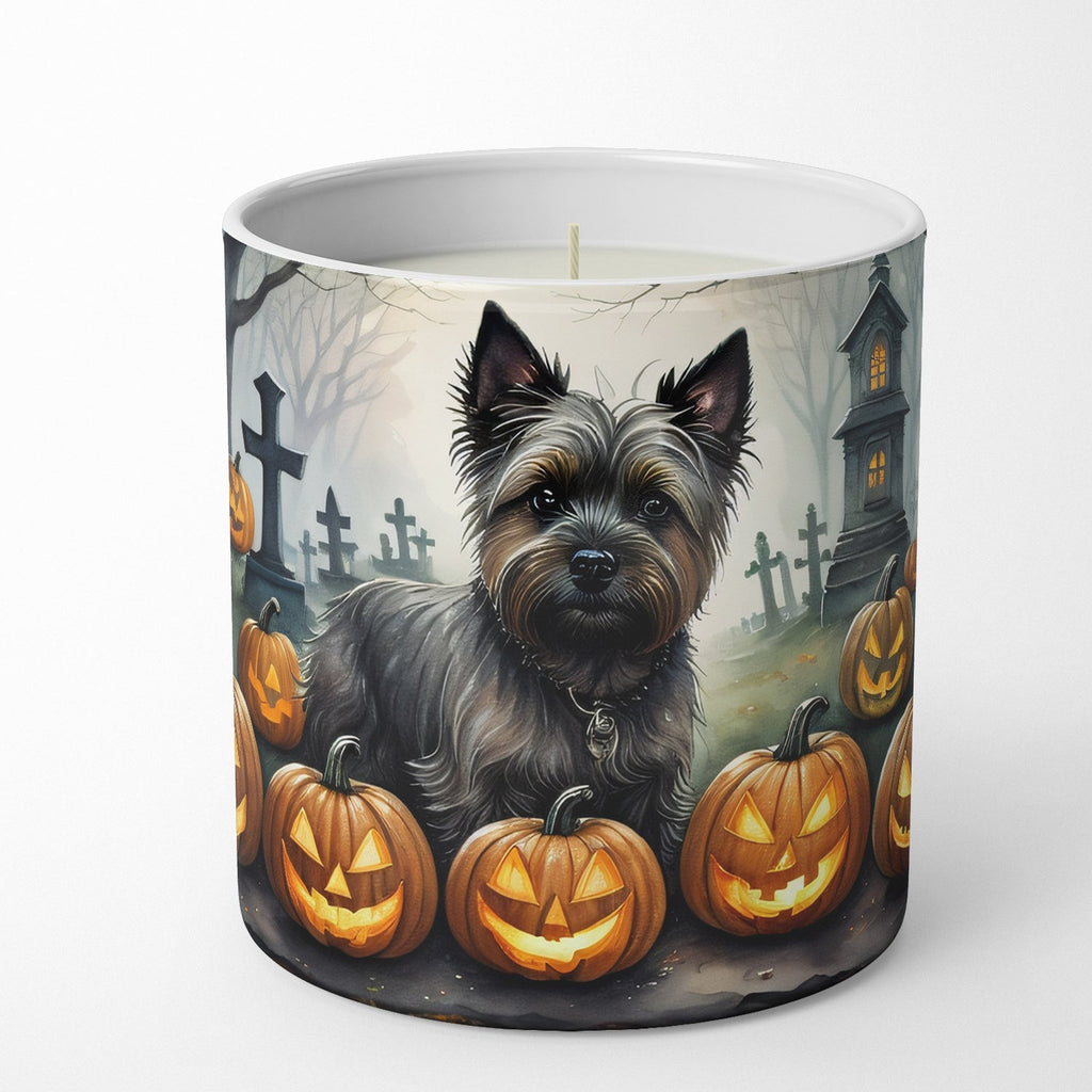 Cairn Terrier Spooky Halloween Decorative Soy Candle Nature Soy Wax Essential Oil Home Decor Ideal for Bedroom Kitchen Bath Office Gift, 10 oz