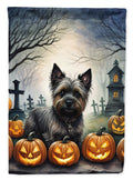 Cairn Terrier Spooky Halloween House Flag 28x40 Porch Sleeve Pole Decorative Outside Yard Banner Artwork Wall Hanging, Polyester