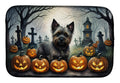 Cairn Terrier Spooky Halloween Dish Drying Mat Absorbent Dish Drying Mat Pad for Kitchen Counter Dish Drainer Mat for Countertop, 14 x 21", Multicolor