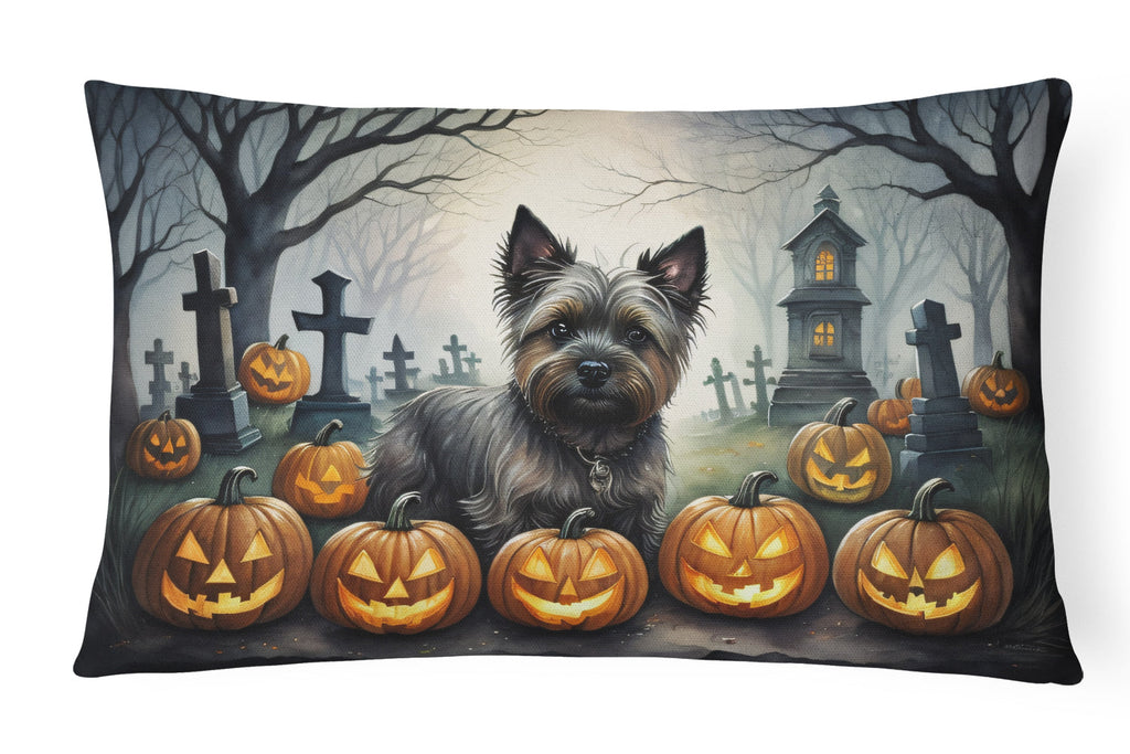 Cairn Terrier Spooky Halloween Decorative Throw Pillow 12x16 Indoor Outdoor Accent Cushion, Fabric Cover with Insert for Sofa, Bed, Porch & Living Room