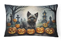 Cairn Terrier Spooky Halloween Decorative Throw Pillow 12x16 Indoor Outdoor Accent Cushion, Fabric Cover with Insert for Sofa, Bed, Porch & Living Room