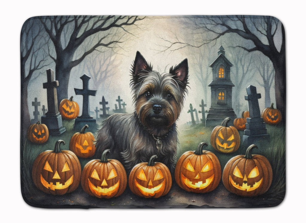 Cairn Terrier Spooky Halloween Memory Foam Kitchen Mat Machine Washable Anti-Fatigue Cushion Comfort Bath or Kitchen Rug