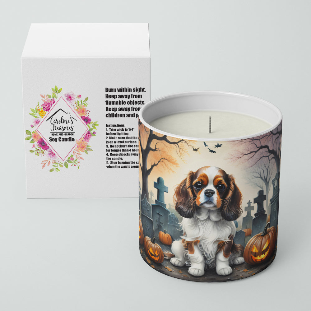 Cavalier Spaniel Spooky Halloween Decorative Soy Candle Nature Soy Wax Essential Oil Home Decor Ideal for Bedroom Kitchen Bath Office Gift, 10 oz