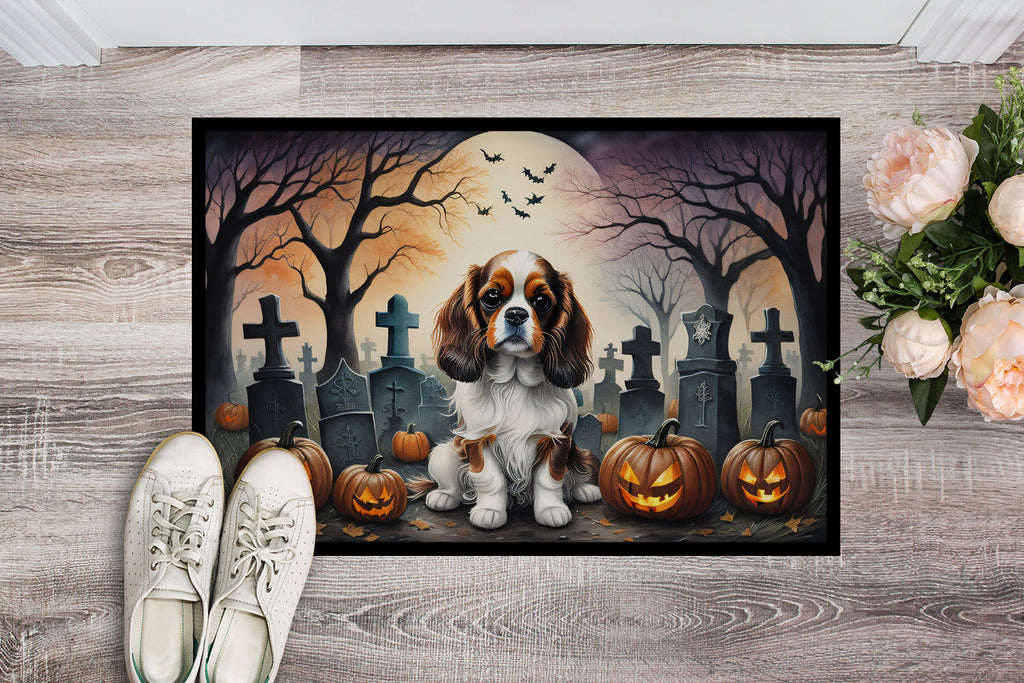 Cavalier Spaniel Spooky Halloween Doormat Indoor Outdoor 24H X 36W Front Door Mat Rugs for Entryway, Non Slip Washable Low Pile,