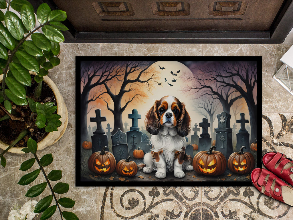 Cavalier Spaniel Spooky Halloween Doormat Indoor Outdoor 24H X 36W Front Door Mat Rugs for Entryway, Non Slip Washable Low Pile,