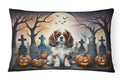 Cavalier Spaniel Spooky Halloween Decorative Throw Pillow 12x16 Indoor Outdoor Accent Cushion, Fabric Cover with Insert for Sofa, Bed, Porch & Living Room