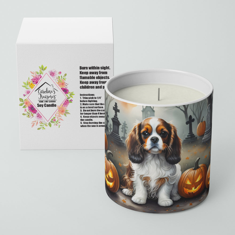 Cavalier Spaniel Spooky Halloween Decorative Soy Candle Nature Soy Wax Essential Oil Home Decor Ideal for Bedroom Kitchen Bath Office Gift, 10 oz