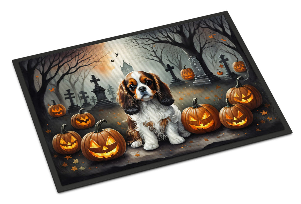 Cavalier Spaniel Spooky Halloween Doormat Indoor Outdoor 24H X 36W Front Door Mat Rugs for Entryway, Non Slip Washable Low Pile,