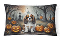 Cavalier Spaniel Spooky Halloween Decorative Throw Pillow 12x16 Indoor Outdoor Accent Cushion, Fabric Cover with Insert for Sofa, Bed, Porch & Living Room