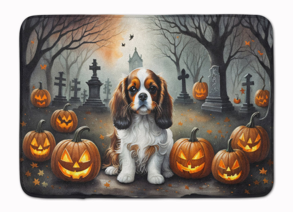 Cavalier Spaniel Spooky Halloween Memory Foam Kitchen Mat Machine Washable Anti-Fatigue Cushion Comfort Bath or Kitchen Rug