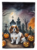 Cavalier Spaniel Spooky Halloween House Flag 28x40 Porch Sleeve Pole Decorative Outside Yard Banner Artwork Wall Hanging, Polyester