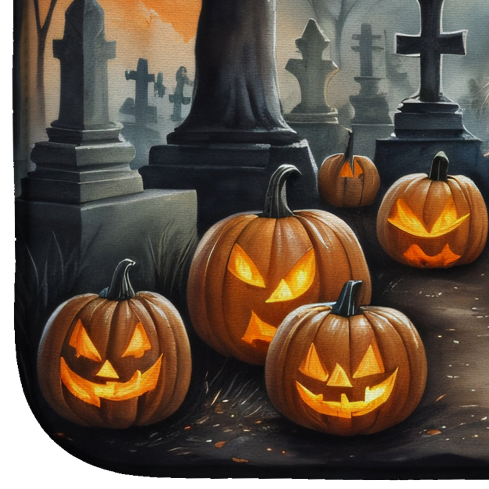 Cavalier Spaniel Spooky Halloween Dish Drying Mat Absorbent Dish Drying Mat Pad for Kitchen Counter Dish Drainer Mat for Countertop, 14 x 21", Multicolor
