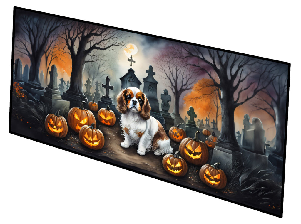 Cavalier Spaniel Spooky Halloween Runner Mat 28x58 Front Door Mat Indoor Outdoor Rugs for Entryway Hallway Foyer Non Slip Washable Wide Doormat
