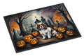 Cavalier Spaniel Spooky Halloween Doormat Indoor Outdoor 18H X 27W Front Door Mat Rugs for Entryway, Non Slip Washable