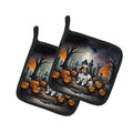 Cavalier Spaniel Spooky Halloween Pot Holder Set of 2 Heat Resistant Quilted Hot Pads 7.5 x 7.5 Inch, Insulated Kitchen Trivets for Cooking & Baking