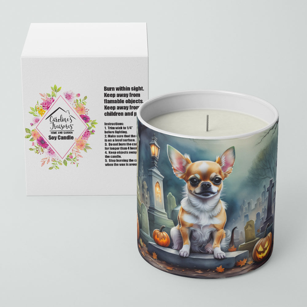 Chihuahua Spooky Halloween Decorative Soy Candle Nature Soy Wax Essential Oil Home Decor Ideal for Bedroom Kitchen Bath Office Gift, 10 oz