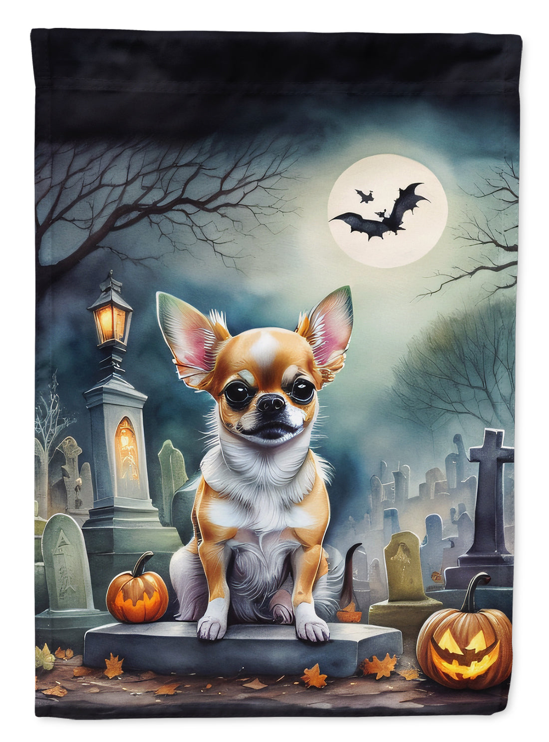 Chihuahua Spooky Halloween House Flag 28x40 Porch Sleeve Pole Decorative Outside Yard Banner Artwork Wall Hanging, Polyester