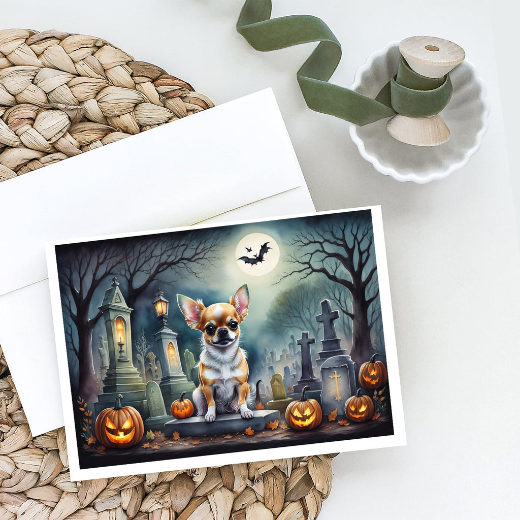 Chihuahua Spooky Halloween Greeting Cards Pack of 8 Blank Cards with Envelopes Whimsical A7 Size 5x7