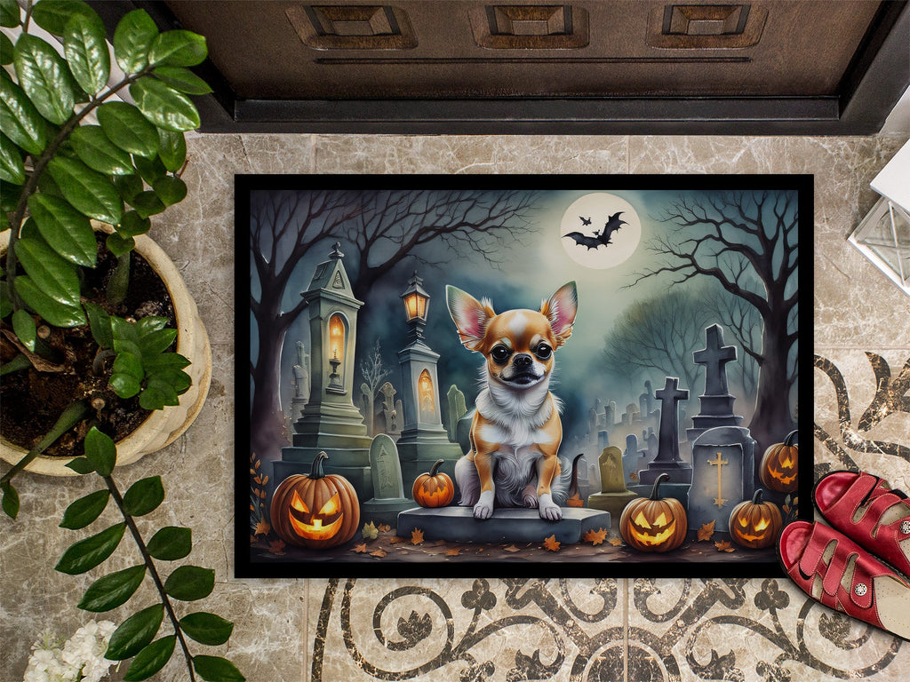 Chihuahua Spooky Halloween Doormat Indoor Outdoor 24H X 36W Front Door Mat Rugs for Entryway, Non Slip Washable Low Pile,