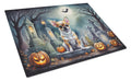 Chihuahua Spooky Halloween Cutting Board Tempered Glass Kitchen Cutting Surface, Heat Resistant Chopping, Non-Slip Feet, Food Prep & Serving