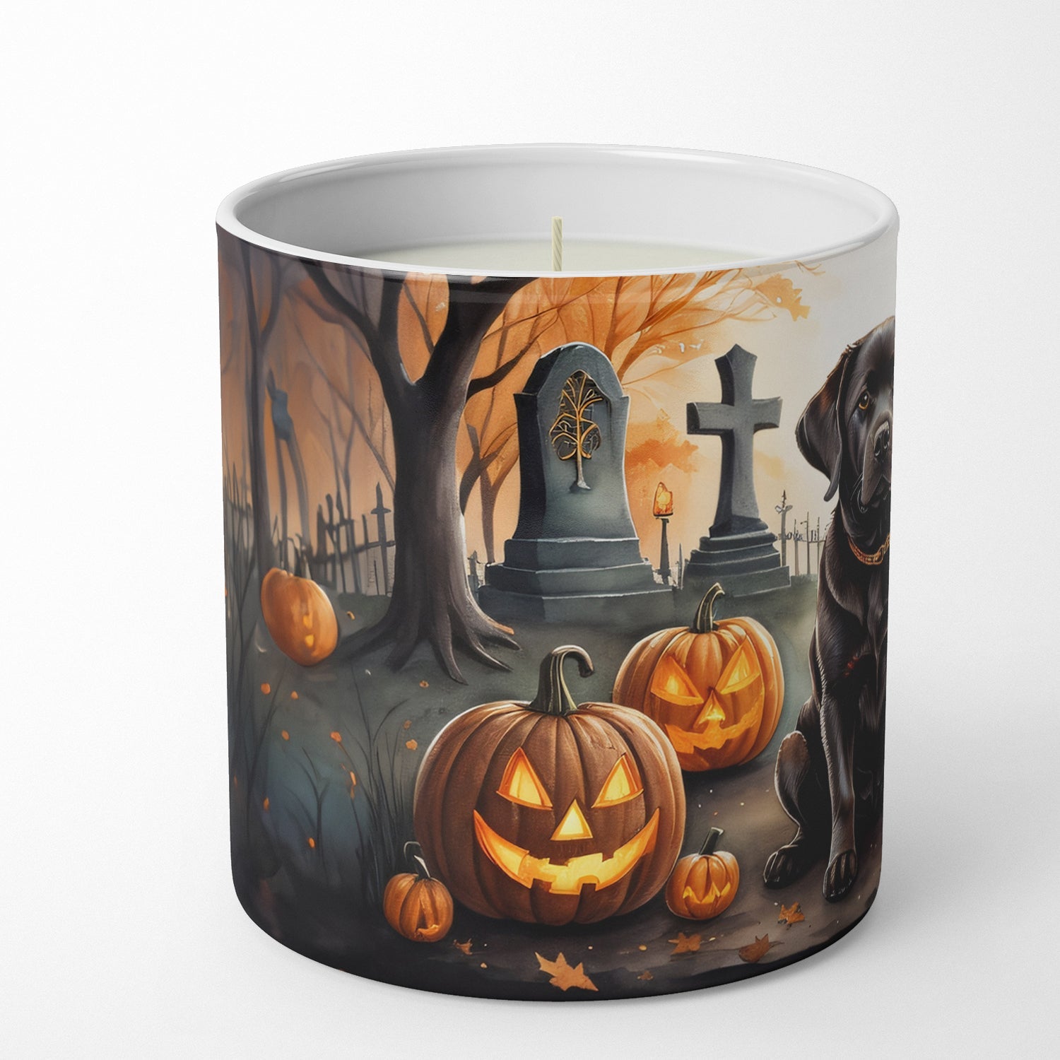 Chocolate Labrador Retriever Spooky Halloween Decorative Soy Candle Nature Soy Wax Essential Oil Home Decor Ideal for Bedroom Kitchen Bath Office Gift, 10 oz