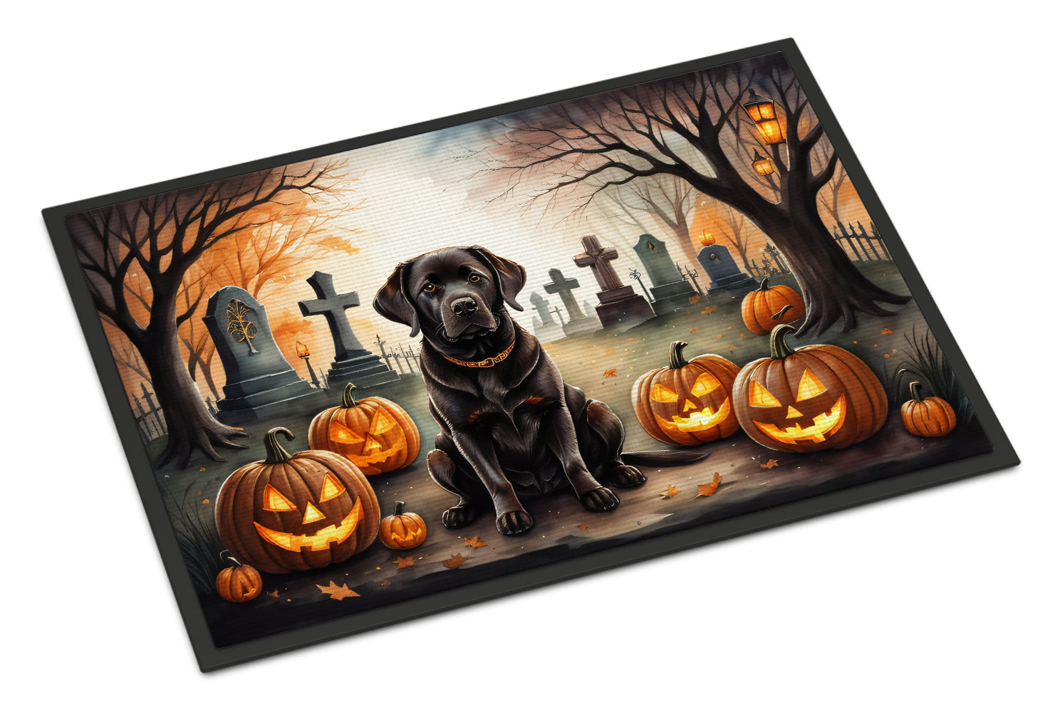 Chocolate Labrador Retriever Spooky Halloween Doormat Indoor Outdoor 24H X 36W Front Door Mat Rugs for Entryway, Non Slip Washable Low Pile,