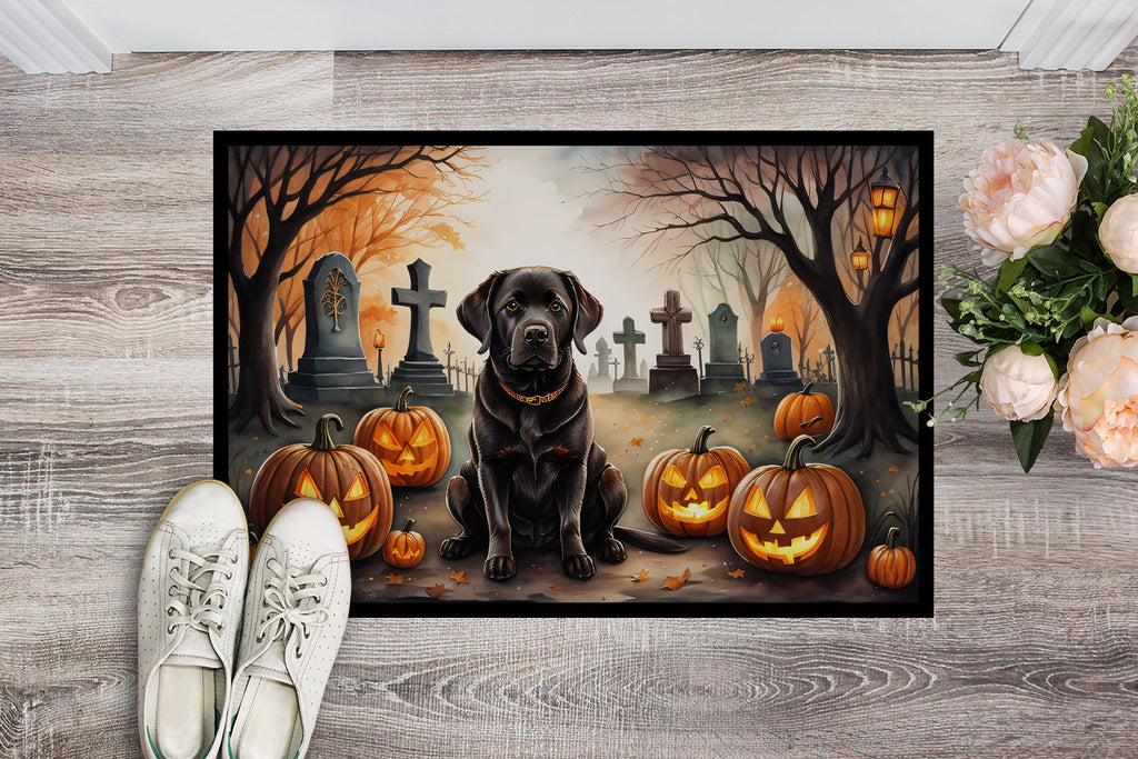 Chocolate Labrador Retriever Spooky Halloween Doormat Indoor Outdoor 24H X 36W Front Door Mat Rugs for Entryway, Non Slip Washable Low Pile,