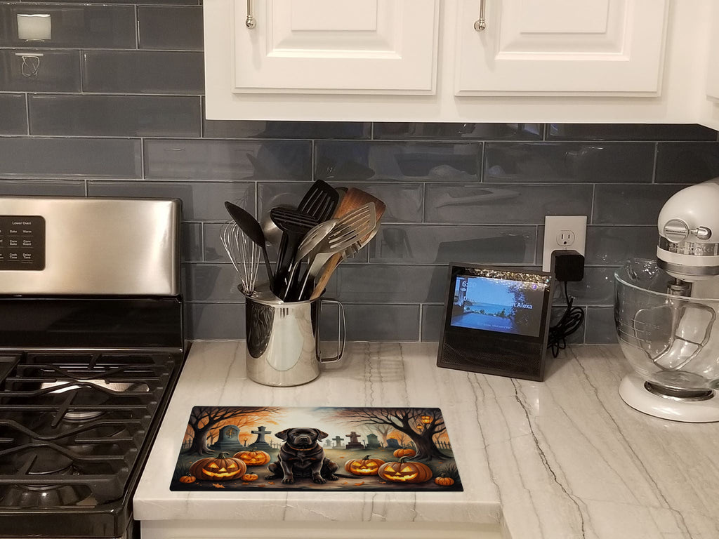 Chocolate Labrador Retriever Spooky Halloween Cutting Board Tempered Glass Kitchen Cutting Surface, Heat Resistant Chopping, Non-Slip Feet, Food Prep & Serving