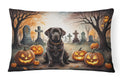Chocolate Labrador Retriever Spooky Halloween Decorative Throw Pillow 12x16 Indoor Outdoor Accent Cushion, Fabric Cover with Insert for Sofa, Bed, Porch & Living Room