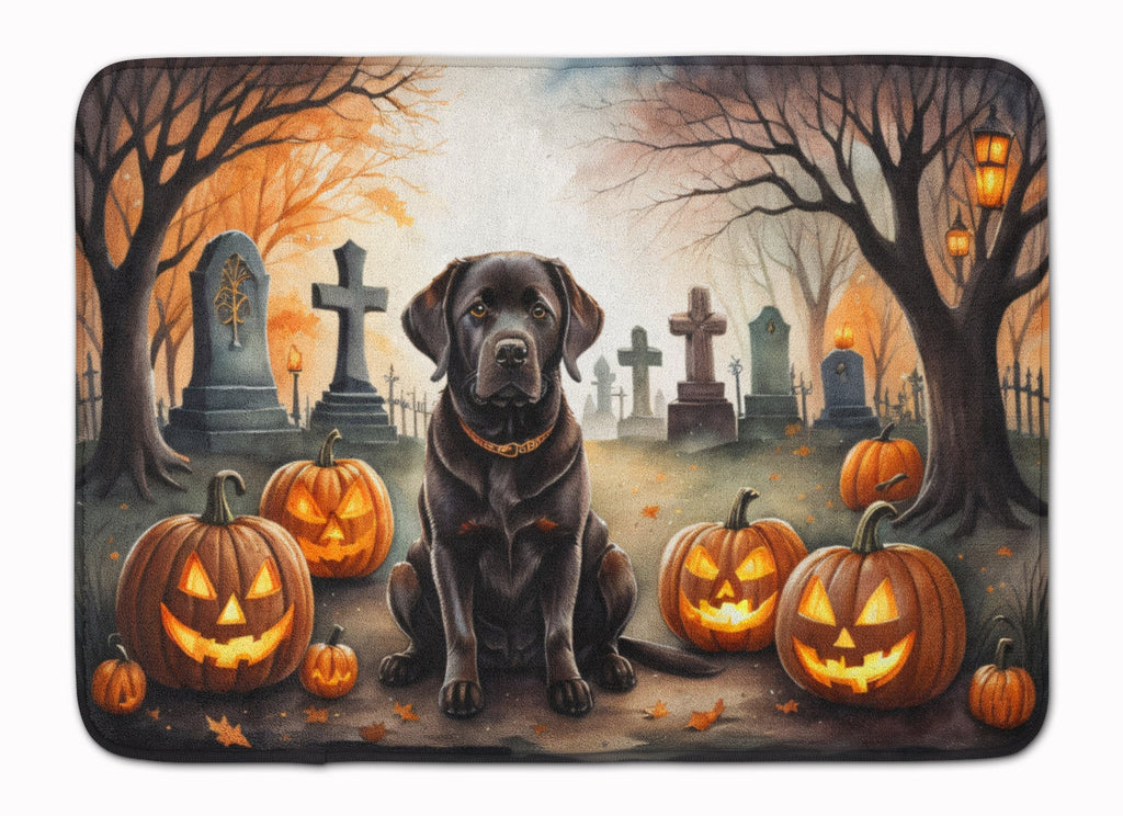 Chocolate Labrador Retriever Spooky Halloween Memory Foam Kitchen Mat Machine Washable Anti-Fatigue Cushion Comfort Bath or Kitchen Rug