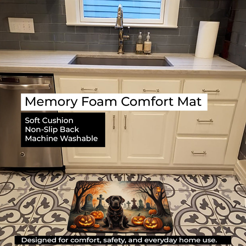 Chocolate Labrador Retriever Spooky Halloween Memory Foam Kitchen Mat Machine Washable Anti-Fatigue Cushion Comfort Bath or Kitchen Rug